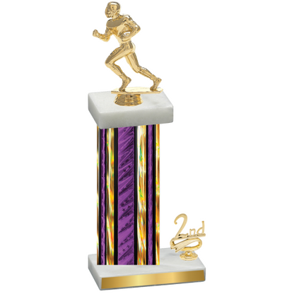 Accented Single Purple Glacier Second Place Football Trophy