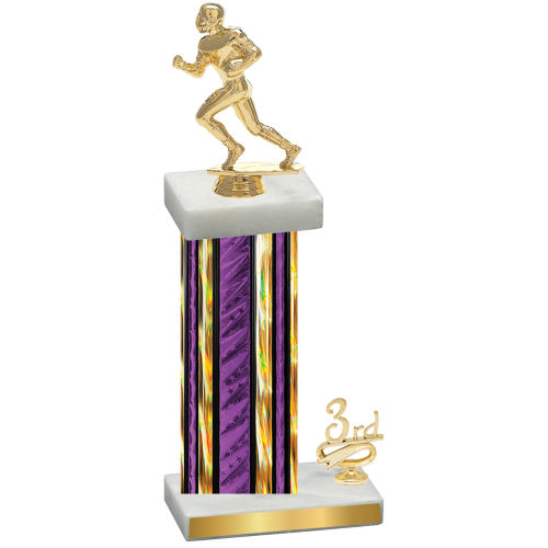 Accented Single Purple Glacier Third Place Football Trophy