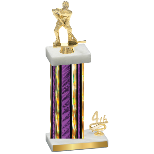 Accented Single Purple Glacier Fourth Place Hockey Trophy