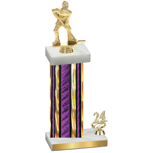 Accented Single Purple Glacier Year Hockey Trophy