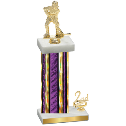 Accented Single Purple Glacier Second Place Hockey Trophy