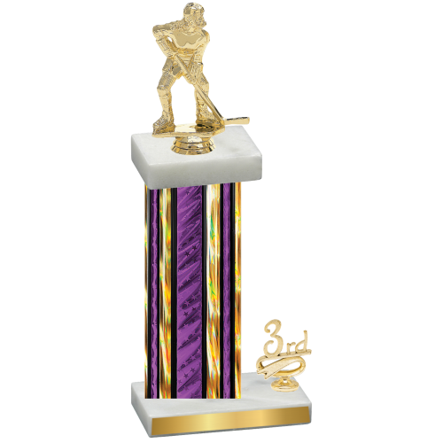 Accented Single Purple Glacier Third Place Hockey Trophy