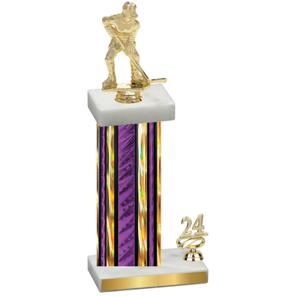 Accented Single Purple Glacier Year Hockey Trophy