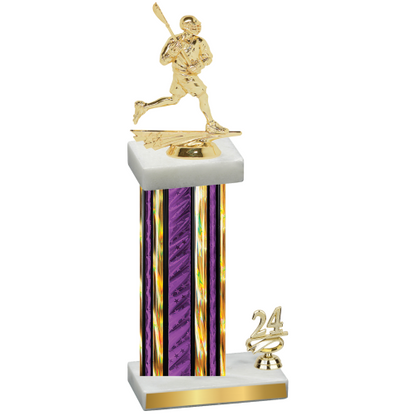 Accented Single Purple Glacier Year Lacrosse Trophy