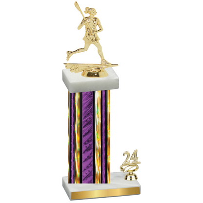 Accented Single Purple Glacier Year Lacrosse Trophy