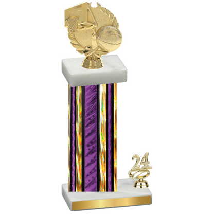 Accented Single Purple Glacier Year Basketball Trophy