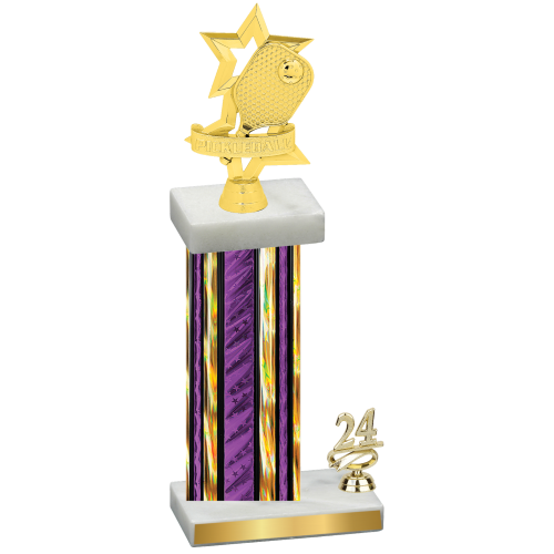 Accented Single Purple Glacier Year Pickleball Trophy