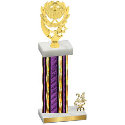 Accented Single Purple Glacier Year Pickleball Trophy