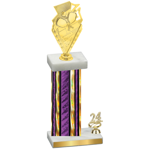 Accented Single Purple Glacier Year Pickleball Trophy