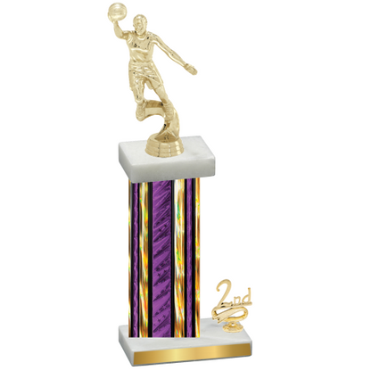 Accented Single Purple Glacier Second Place Basketball Trophy