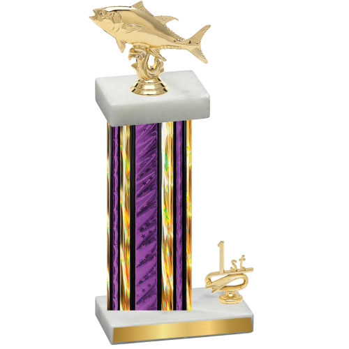 Accented Single Purple Glacier First Place Fishing Trophy