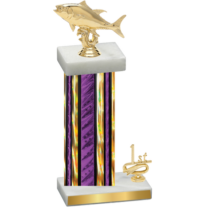 Accented Single Purple Glacier First Place Fishing Trophy