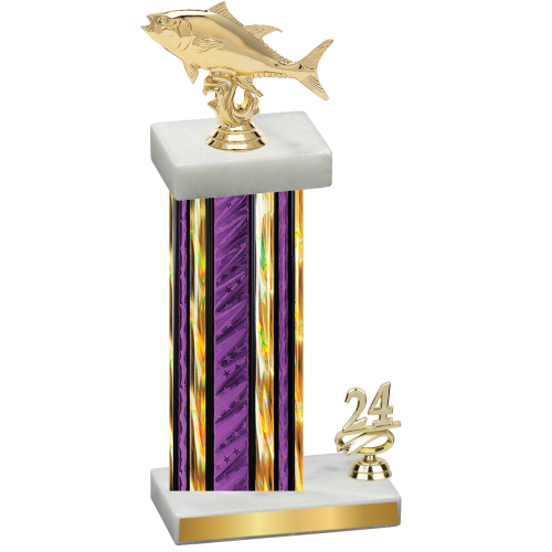 Accented Single Purple Glacier Year Fishing Trophy