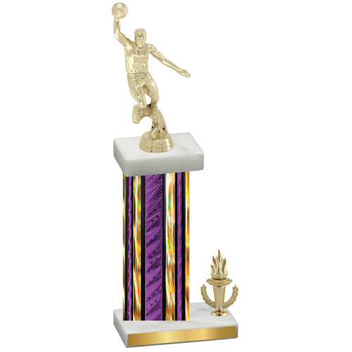 Accented Single Purple Glacier Victory Basketball Trophy