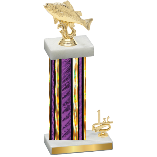 Accented Single Purple Glacier First Place Fishing Trophy