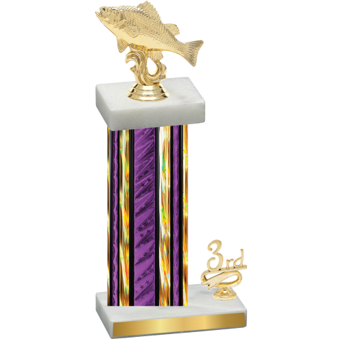 Accented Single Purple Glacier Third Place Fishing Trophy