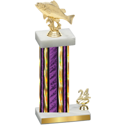 Accented Single Purple Glacier Year Fishing Trophy