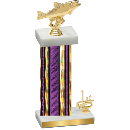 Accented Single Purple Glacier First Place Fishing Trophy