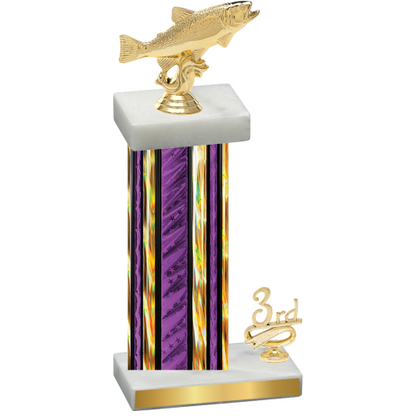 Accented Single Purple Glacier Third Place Fishing Trophy