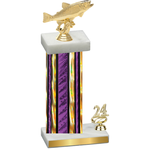 Accented Single Purple Glacier Year Fishing Trophy