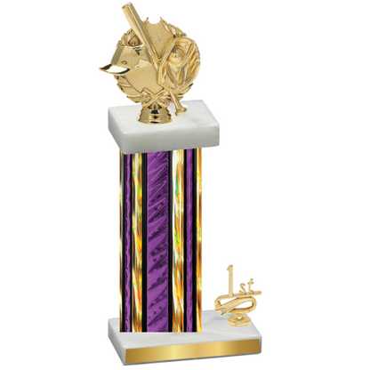 Accented Single Purple Glacier First Place Baseball Trophy