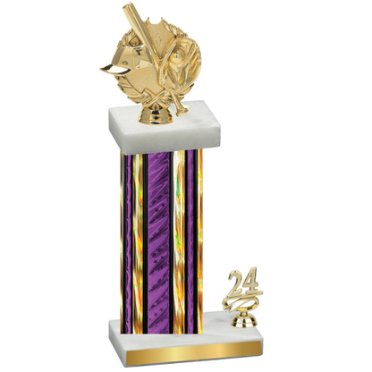 Accented Single Purple Glacier Year Baseball Trophy