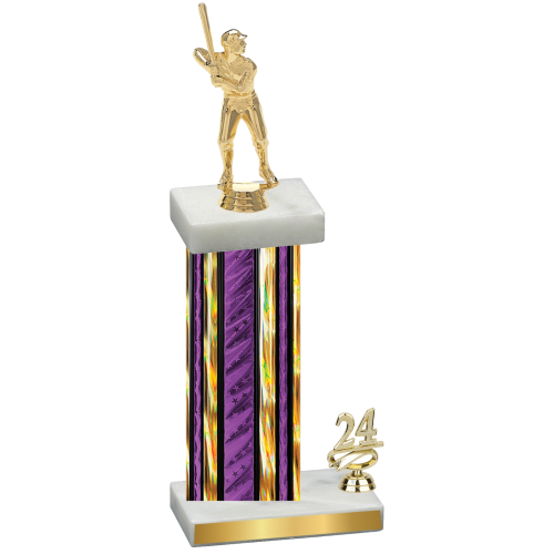 Accented Single Purple Glacier Year Baseball Trophy