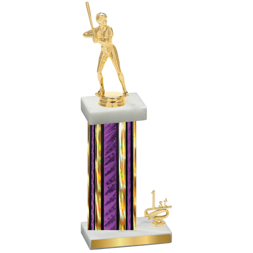 Accented Single Purple Glacier First Place Softball Trophy