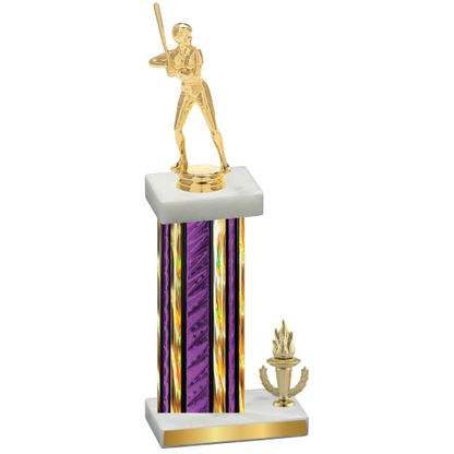 Accented Single Purple Glacier Victory Softball Trophy