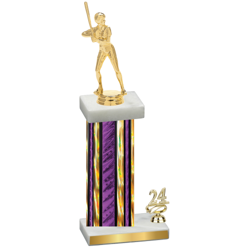 Accented Single Purple Glacier Year Softball Trophy