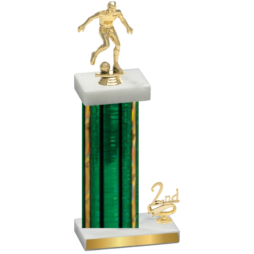 Accented Single Green Glacier Second Place Soccer Trophy