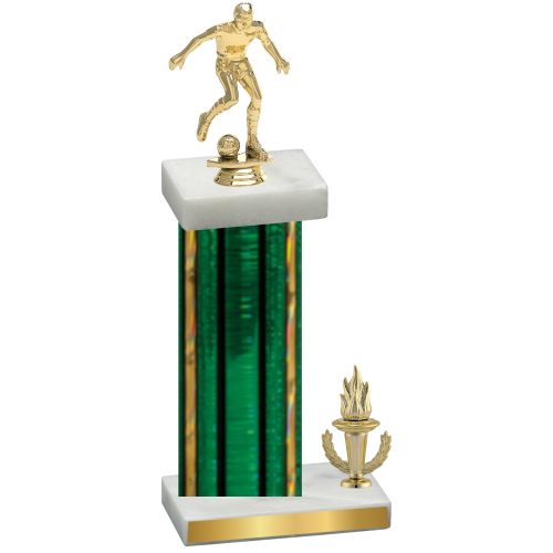 Accented Single Green Glacier Victory Soccer Trophy