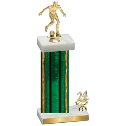 Accented Single Green Glacier Year Soccer Trophy