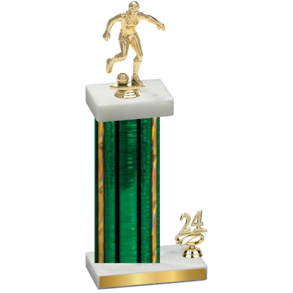 Accented Single Green Glacier Year Soccer Trophy