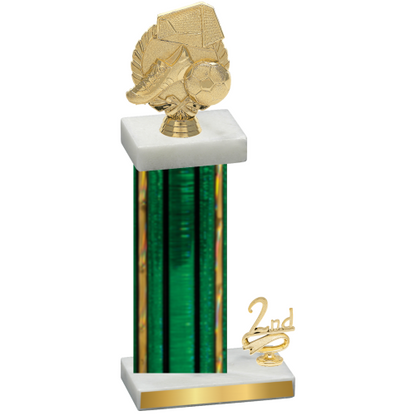 Accented Single Green Glacier Second Place Soccer Trophy