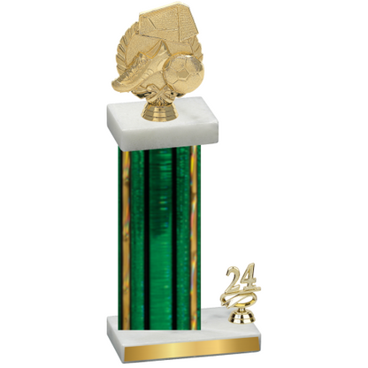 Accented Single Green Glacier Year Soccer Trophy