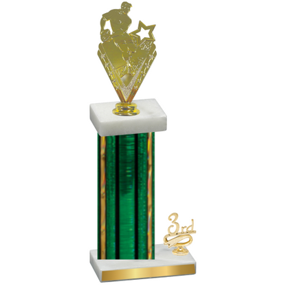 Accented Single Green Glacier Third Place Rugby Trophy