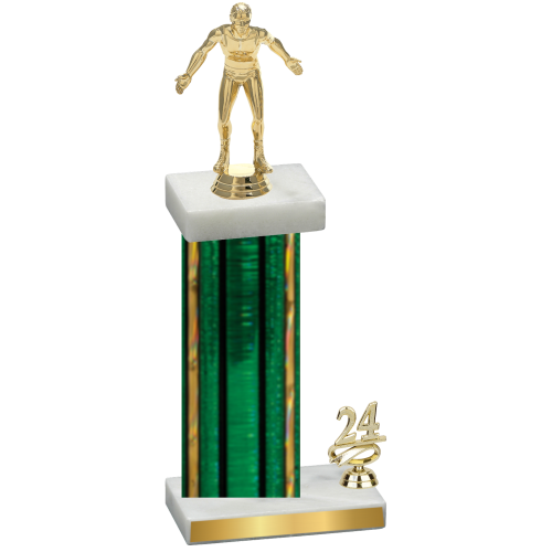 Accented Single Green Glacier Year Wrestling Trophy