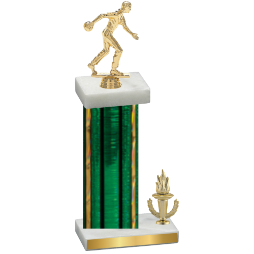 Accented Single Green Glacier Victory Bowling Trophy