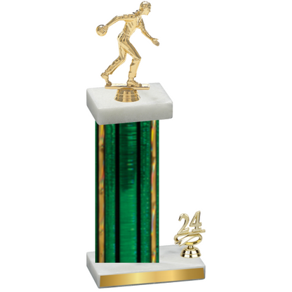 Accented Single Green Glacier Year Bowling Trophy