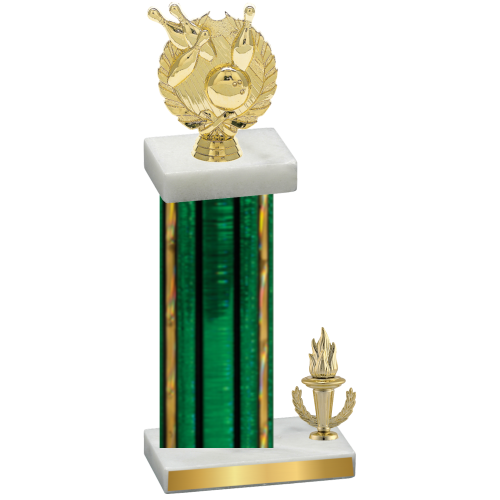 Accented Single Green Glacier Victory Bowling Trophy