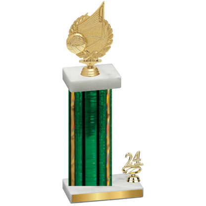 Accented Single Green Glacier Year Volleyball Trophy