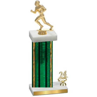 Accented Single Green Glacier Year Football Trophy