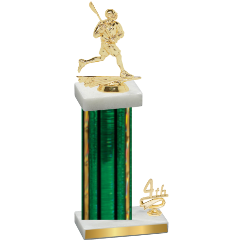Accented Single Green Glacier Fourth Place Lacrosse Trophy