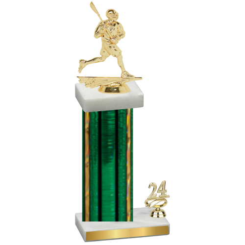 Accented Single Green Glacier Year Lacrosse Trophy