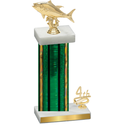 Accented Single Green Glacier Fourth Place Fishing Trophy