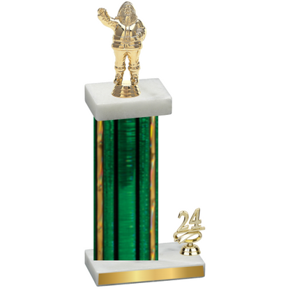 Accented Single Green Glacier Year Holiday Trophy