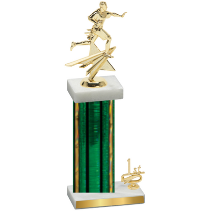 Accented Single Green Glacier First Place Flag Football Trophy