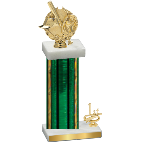 Accented Single Green Glacier First Place Baseball Trophy