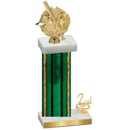 Accented Single Green Glacier Second Place Baseball Trophy